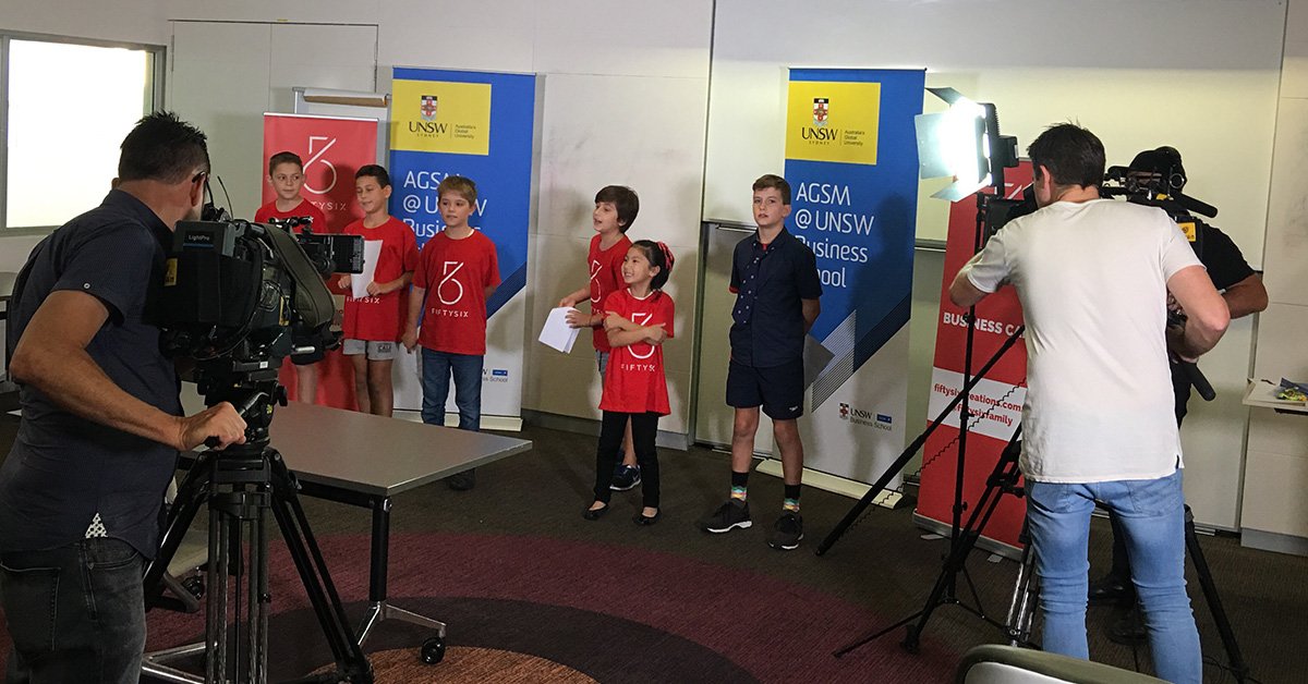 UNSWAGSM's tweet image. The #ChannelNine crew paid #AGSM a visit today to film the #FiftysixCreations #Business Camp for young people aged 5 to 15.   

Today participants will pitch their marketing strategies to a panel of experts including #Lucinda Whitty #AGSM MBA student.