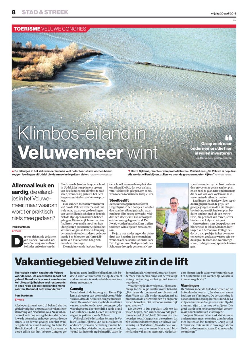 #VeluweCongres in <a href="/ds_Apeldoorn/">de Stentor Apeldoorn</a>!
Gisteren in <a href="/DeHeerlickheijd/">Heerlickheijd van Ermelo</a> werden de onderzoeksresultaten van Hendrik Beerda gepresenteerd door <a href="/visitveluwe/">VisitVeluwe</a> directeur Herre Dijkema.