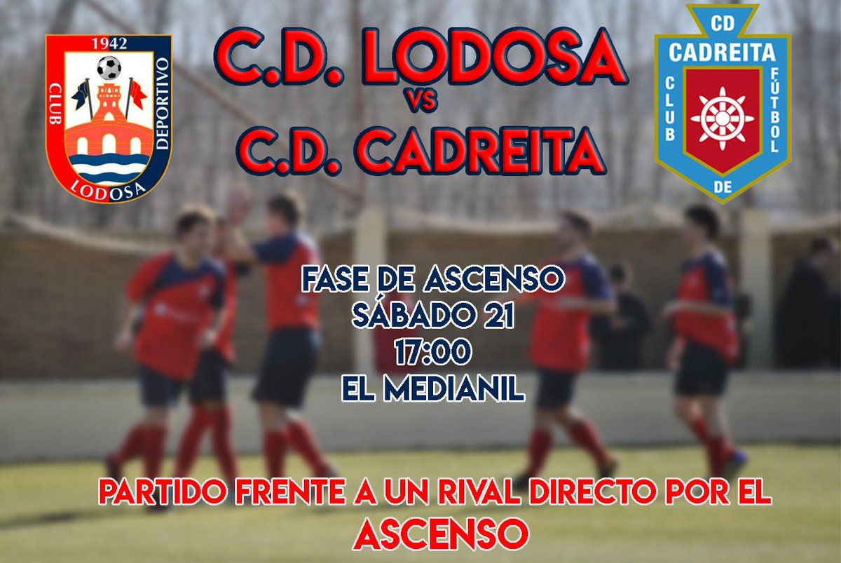 cdlodosa's tweet photo. ESTE SABADO UNO DE LOS PARTIDOS MAS IMPORTANTES EN LA FASE DE ASCENSO SE  ENFRENTAN EN EL MEDIANIL EL 3er Y 4º CLASIFICADO. ES IMPRESCINDIBLE  GANAR PARA NO DESCOLGARSE,  NECESITAMOS VUESTRO APOYO, OS  EPERAMOS EL SABADO A LAS 17 HORAS. ACUDE A APOYAR A TU EQUIPO. ¡ANIMO  LODOSA! https://t.co/FHnSmFtFhu