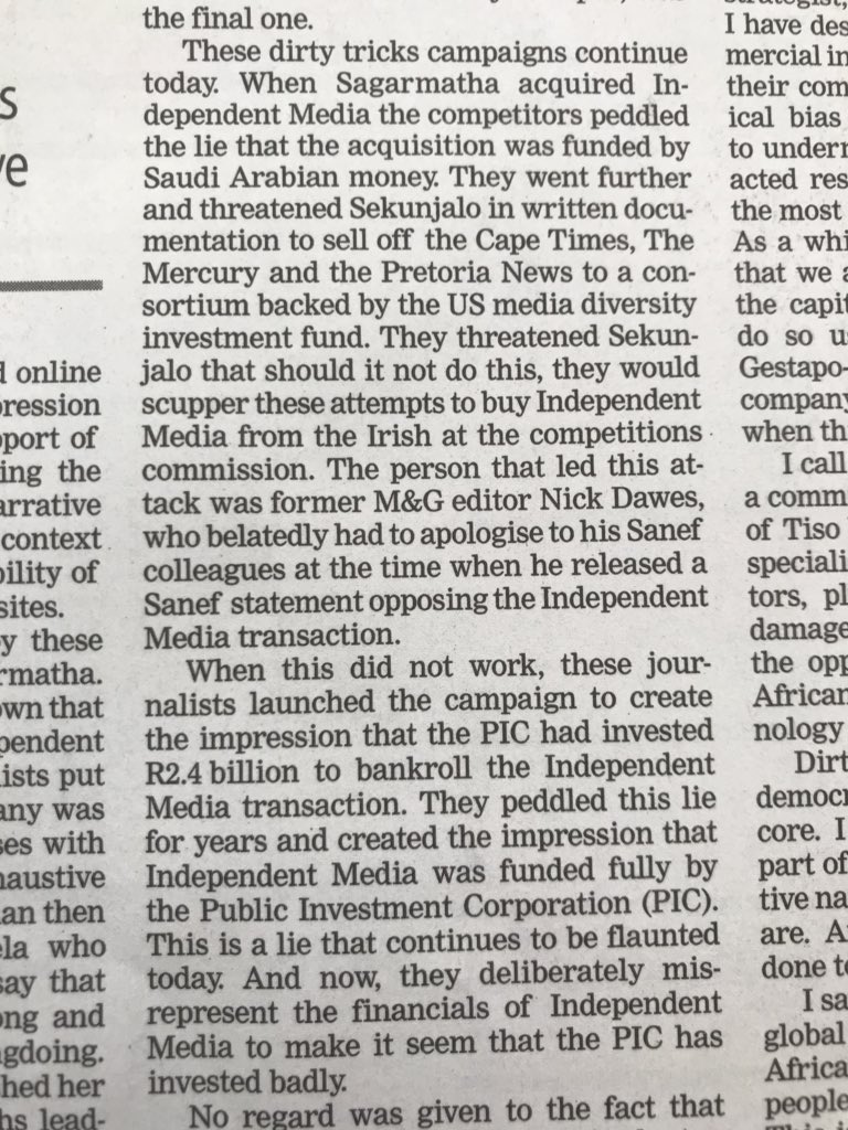 Wow!  #Sagarmatha Some extraordinary allegations made in this piece by <a href="/AdriSenekaldewe/">Adri Senekal de wet</a>. <a href="/IOL/">IOL News</a>  Against <a href="/NicDawes/">Nicholas Dawes</a> <a href="/AntonHarber/">Anton Harber</a> <a href="/amaBhungane/">amaBhungane</a> <a href="/khadijapatel/">Khadija Patel</a> what does <a href="/SAEditorsForum/">SANEF</a> have to say? <a href="/MediaMattersZA/">Media Matters</a>