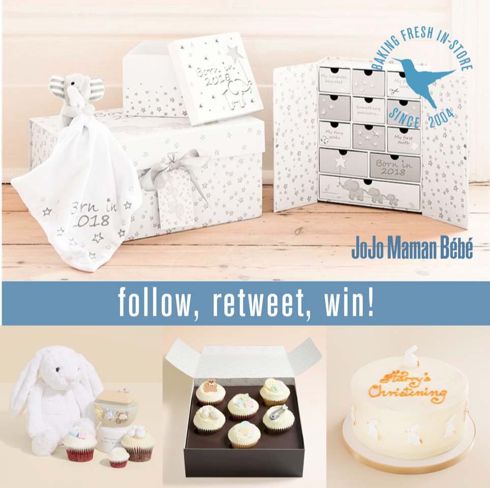 * BABY SHOWER & JOJO MAMAN BÉBÉ GIVEAWAY * FOLLOW US and @JoJoMamanBebe and RT and you could WIN a gift card worth £100 to spend at JoJo Maman Bébé and £50 vouchers to spend with us. 18+, UK only, ends 29/04/18. For details and T&Cs visit: bit.ly/hummingbirdjojo 💜