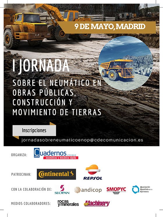 PTCarretera's tweet photo. I Jornada sobre el Neumático en Obras Públicas, Construcción y Movimiento de Tierras el próximo 9 de mayo en Madrid @Repsol @continentaltire @SEOPAN_ES @aecarretera @SMOPYC #ANDICOP

➡ https://t.co/5Fpf7WZAZZ https://t.co/KlUC14wl6N