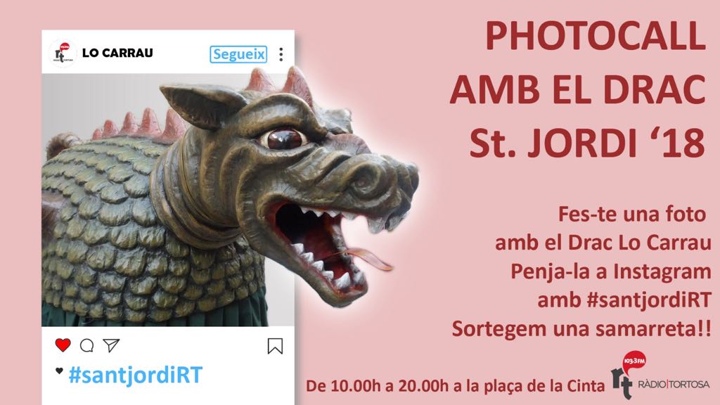 Tortosa's tweet photo. Sant Jordi a la plaça de la Cinta!!! Dilluns 23 d'abril durant tota la jornada, una programació especial d'activitats organitzades conjuntament per Ràdio Tortosa i la Biblioteca Marcel·lí Domingo / #tortosa #radiotortosa #bibliotecamd #museudetortosa #teatretortosa https://t.co/RLt4385Obq
