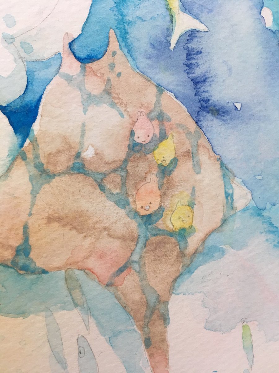 umi” #2018モク絵 #watercolor F20号 透明水彩こちらも個展で展示中