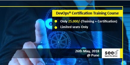 seed_workshops's tweet image. DevOps® Certification Training Institute In Pune, Mumbai
Only 25,000/-(Training + Certification) 
Never Before offer!
Limited seats only
Apply Now: goo.gl/jwYpHX
#devopstrainingonline, #devopsdemo, #devopsfoundationcertification, #learndevopsonline, #awscertifications,
