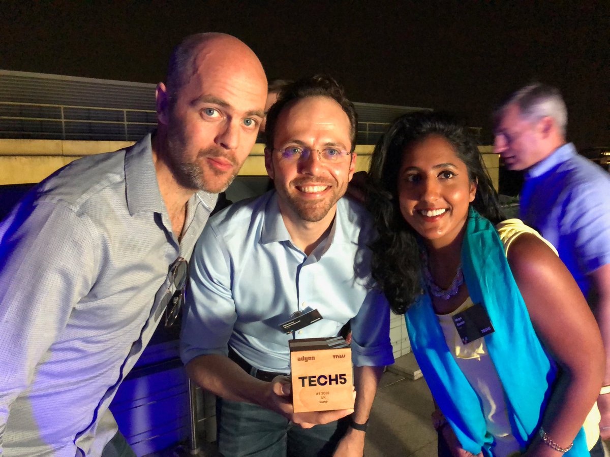 MylesDawsonUK's tweet photo. Congratulations to @lunomoney on being this years tech5 winners in the U.K.  Great night. Thanks to everyone in the top10 for sharing it with us. @Adyen @TheNextWeb https://t.co/yCZh7sIQ0K