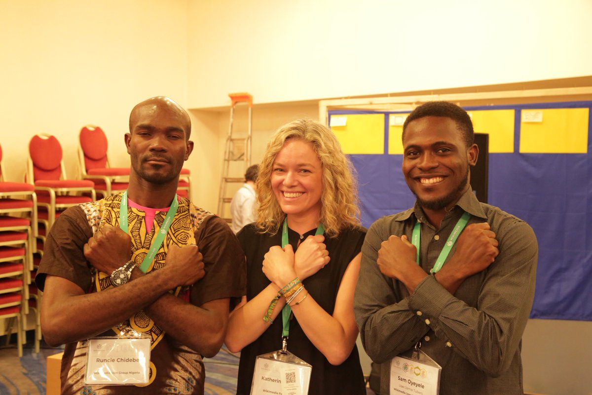 runciecwc's tweet photo. @WikimediaNG is  delighted to be here, to learn,network &amp; plan on how we can localize this powerful vision of "A world in which every single human being can freely share in the sum of all knowledge".
Special thanks @krmaher ED @Wikimedia cc @oluwanishola73 #WakandaForever 
#wmcon https://t.co/sj4130GrW7