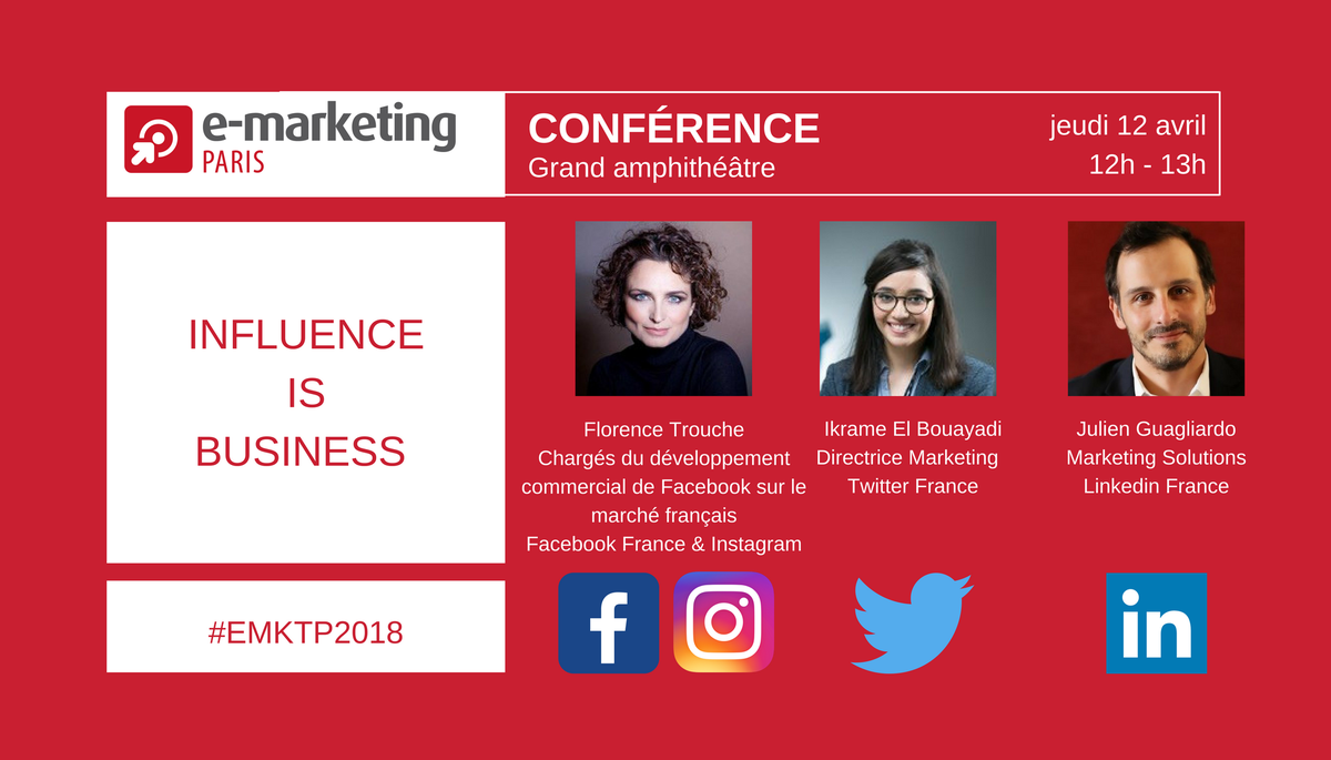 CHRISTINESOTO12's tweet photo. MUST SEE VIDEO : Si vous avez manqué la passionnante Conférence INFLUENCE IS BUSINESS au salon #EMKTP2018 animée par @AnnieLichtner qui pour la 1ere fois réunissait Facebook, Twitter et LinkedIn sur un même plateau ! https://t.co/oZu95J7HKW https://t.co/fwoWebqWxO