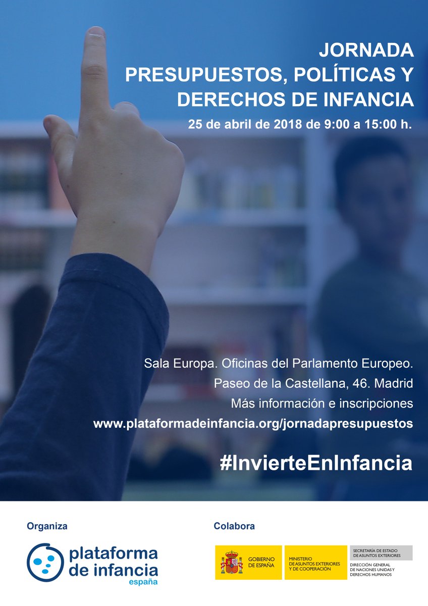 #InvierteEnInfancia: ¿te has inscrito en la jornada sobre presupuesto, políticas y derechos de infancia que celebraremos el 25 de abril?, no lo dejes para última hora, recuerda que el aforo es limitado. 
Programa e inscripciones 📝 plataformadeinfancia.org/jornadapresupu…