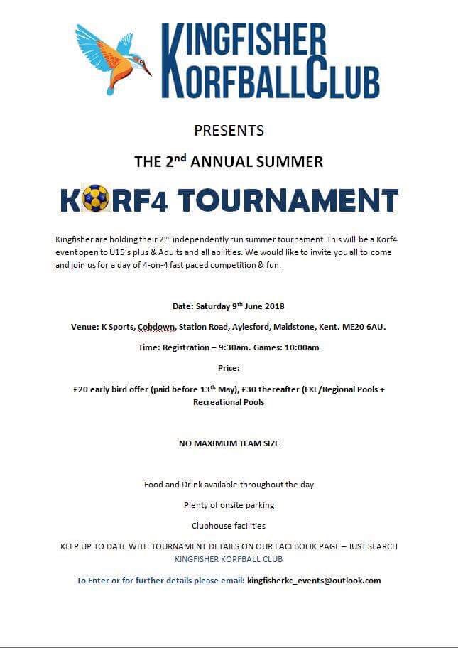 <a href="/EnglandKorfball/">England Korfball</a> &amp; <a href="/KentKorfball/">Kent Korfball</a> please share with your clubs. A great Korf4 summer tournament