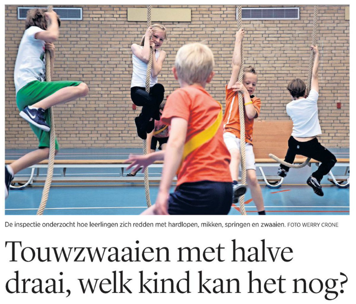 Rapport Onderwijsinspectie over #bewegen: Leerling van nu is slechter dan leerling van 2006 (Trouw 20/4). Alarmerend, want goede motorische coördinatie, afstemming tussen de zintuigen en aansturing door de hersenen zijn essentieel voor fysiek EN cognitief EN sociaal functioneren