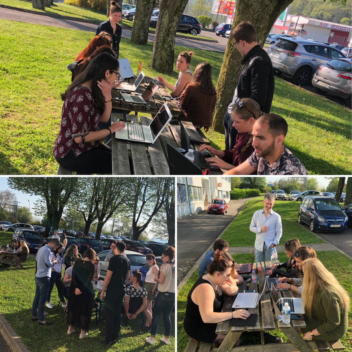 ECDE_FC's tweet photo. Les étudiants l’ont bien compris, on peut profiter du soleil et travailler sérieusement en même temps ! #Soleil #Work ☀️😎 https://t.co/p8cjIJRV0h