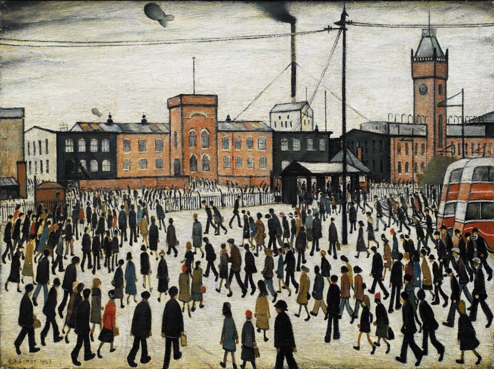 ElmridgeSchN's tweet image. We used L.S.Lowry's piece "Going to Work" as our inspiration, and created our own entitled "Going to School" 👫👫👫#exploringmedia #EYFS #matchstickmen