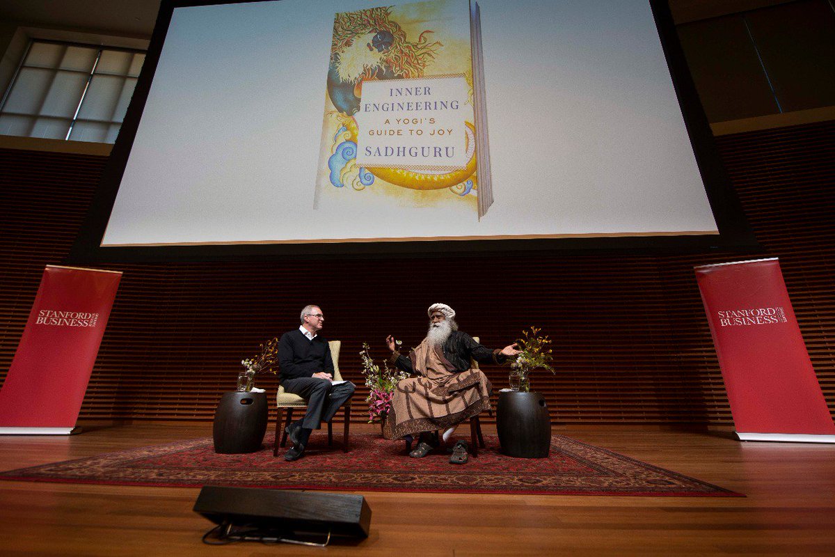 SadhguruJV's tweet photo. The problem with #Capitalism is not greed but stinginess. If you are greedy, you would aspire that not just you, but everything in the existence should be well. –Sg @StanfordGSB #JonathanCoslet https://t.co/h4BFQcV1Vm