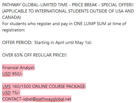 nehans_apparel's tweet image. PATHWAY GLOBAL-LIMITED TIME - PRICE BREAK - SPECIAL OFFER!!
(APPLICABLE TO INTERNATIONAL STUDENTS OUTSIDE OF USA AND CANADA)