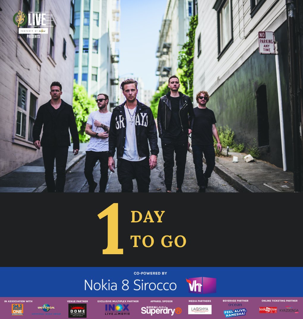 Our spirits are really high at the moment and we hope the same with you too....

<a href="/OneRepublic/">ONEREPUBLIC</a> Live In Mumbai Tomorrow...Be There!!!

#OneRepublicIndia #Nokia8Sirocco