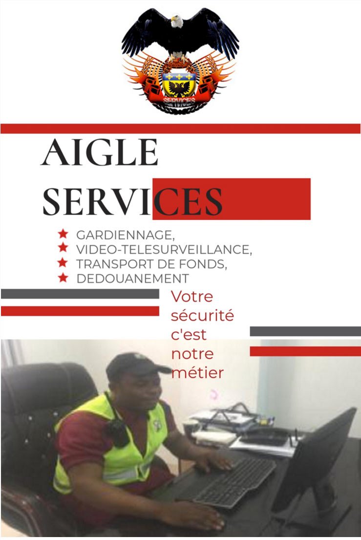 AIGLES SERVICES | Bizcongo
Votre sécurité c'est notre métier !
Voir + : ow.ly/XIwl30jAyI0 
#aiglesservices #gardiennage #protection #transportdefond #dedounemant
#servicefuneraire