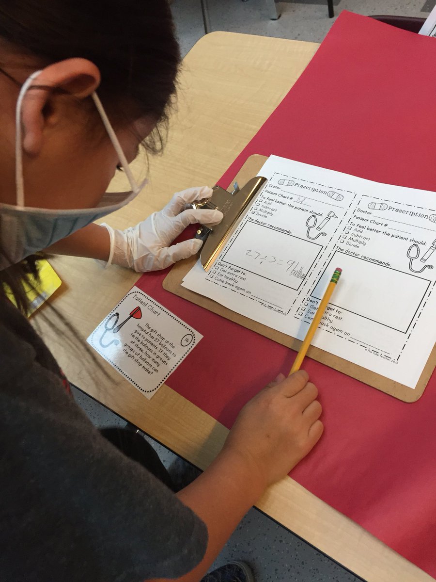 miss_goetz's tweet photo. We are making sure we find the purpose and FUN behind our math #testprep! #Thirds are writing prescriptions for patients according to which operation will cure them! 👩🏼⚕️👨🏽⚕️#engage #thirdchat #genoastrong @burgessdave https://t.co/CAGYnNNNrj