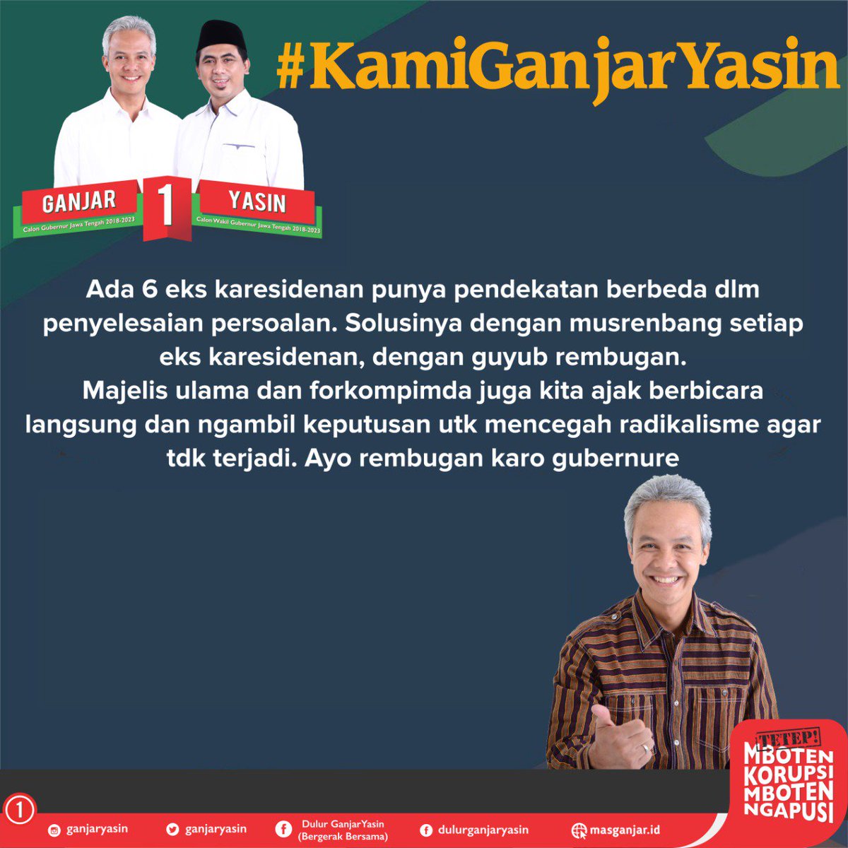Iki low carane menyatukan rakyat Jawa tengah Guyub Rembukan
#EkotrenGanjarYasinNo1 
#KamiGanjarYasin 
#KandangBant3ng 
#WonogiriTetep1