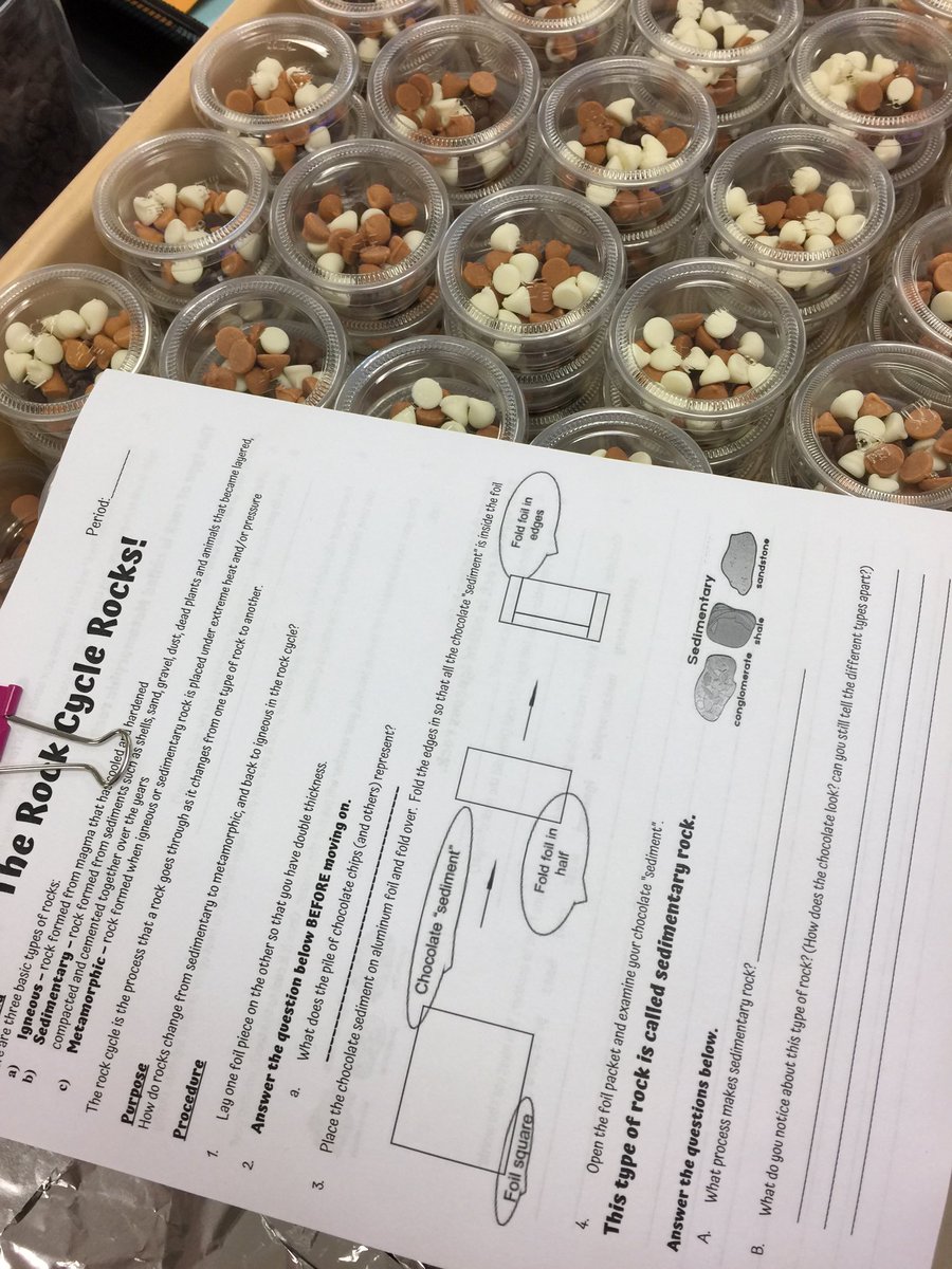 Prepping for a yummy rock cycle investigation!  Sixth grade science rocks!  #weareprms