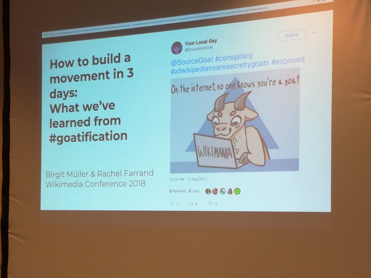 WikimediaIE's tweet photo. Let the #goatification begin! #goats4life #WMCON #wmcon18 https://t.co/bOT77WgRz3