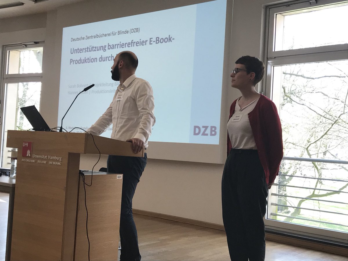 edu4blind_uhh's tweet image. #bfDokStB mit Ideen zur E-Book-Produktion #epub3 vom Referentenduo Bohnert &amp;amp; Kaden von der #DZB @punktschrift