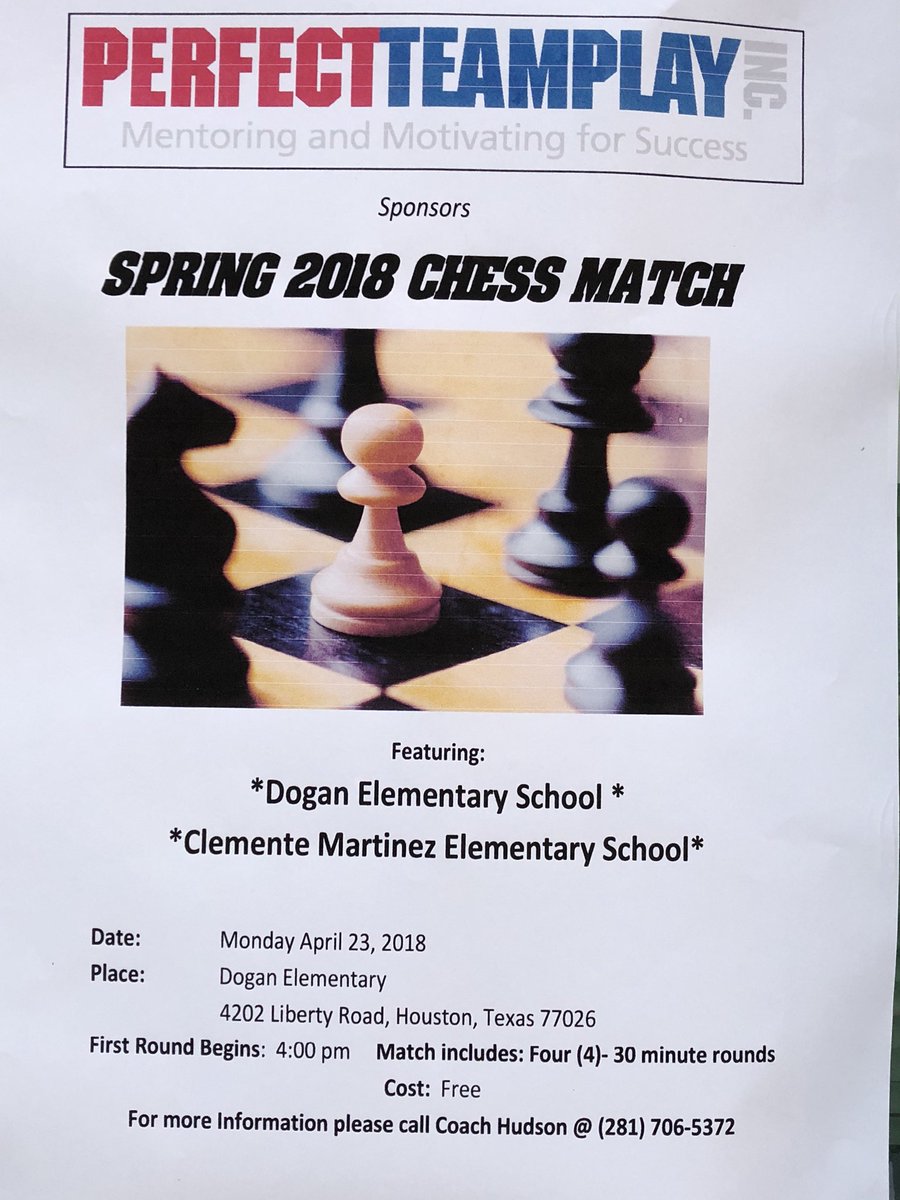 ealy_daeducator's tweet photo. Come out and watch the 1st ever #DoganChess match against Martinez on Monday at 4pm. #DoganNation #mindstimulation #HISDAdminChat https://t.co/EGYfCjre3a