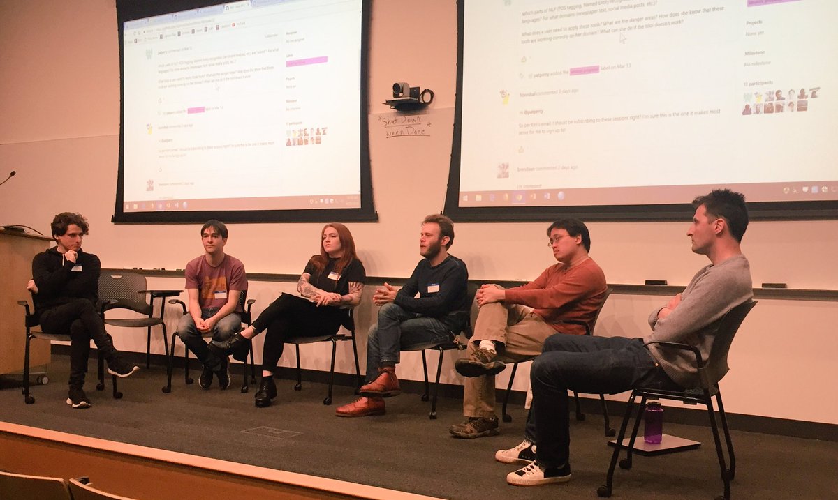 arthur_spirling's tweet image. The @NYUDataScience @rOpenSci conference on text software development begins with a roundtable on #NLP vs #textasdata!