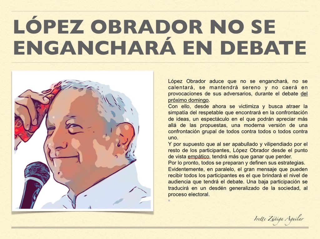 PixelNewsPuebla's tweet photo. López Obrador aduce que no se enganchará, no se calentará, se mantendrá sereno y no caerá en provocaciones de sus adversarios, durante el debate del próximo domingo @lopezobrador_ #DebatePresidencial #Mexico #AMLO2018 #amlodebate https://t.co/70XgRMY0i9