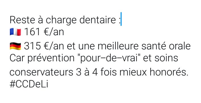 CelluleTW's tweet photo. France 161 €/an vs Allemagne 315 €/an
Une sécu qui rembourse +, des  soins conservateurs honorés 3 à 4 fois +, un vrai changement de  paradigme/mentalité, de la concurrence dans des mutuelles  non-obligatoires, un citoyen responsabilisé.
On change quand @agnesbuzyn ? #CCDeLi https://t.co/ZdiTnBLsAD
