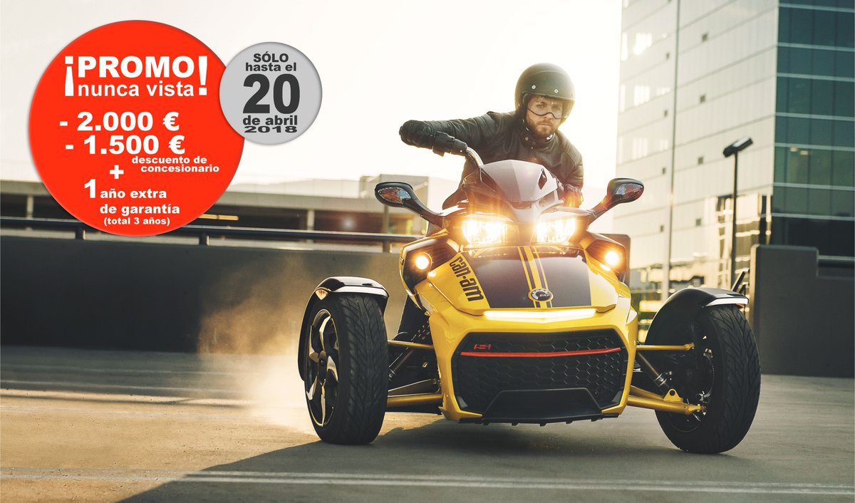 MontemarMotor's tweet photo. 💥¡ÚLTIMO DÍA de la SUPER #PROMO!💥 Consigue YA el máximo #DESCUENTO en tu Spyder Daytona ➼ - 3.500 € y 3 años de garantía ✌

La OFERTA finaliza HOY, 20 de abril de 2018. ¿La vas a dejar escapar? 😎 https://t.co/hRv6LRsyNh #Spyder #CanAm #CanAmSpyder #Daytona #moto #motos https://t.co/yXx2ZeKpzt