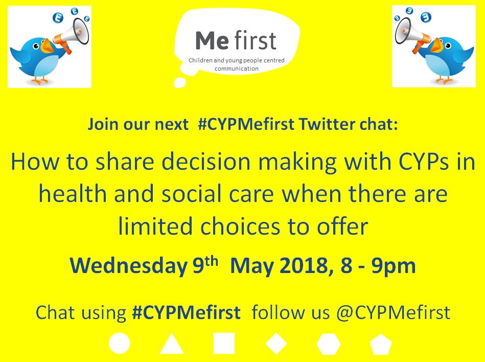 CYPMefirst's tweet photo. At #CYPMefirst we advocate shared decision making with CYPs in their health &amp; social care but this can be really challenging when there are limited choices to offer. In our next Twitter chat we're going to focus on this topic to think of ways to deal with this. Join us! https://t.co/5PFhrgJwUg