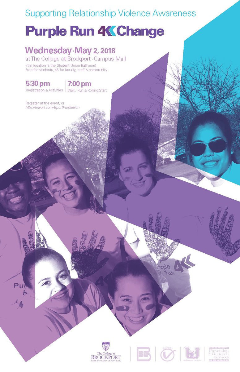selectrespect's tweet photo. On Wednesday, May 2nd, The College at Brockport will be hosting its 6th Annual Purple Run 4(K) Change in support of Relationship Violence Awareness. The event is free for students and $5 for faculty, staff, and community members. Register today at https://t.co/rR7r2GSSQG https://t.co/GiH13qBIeO