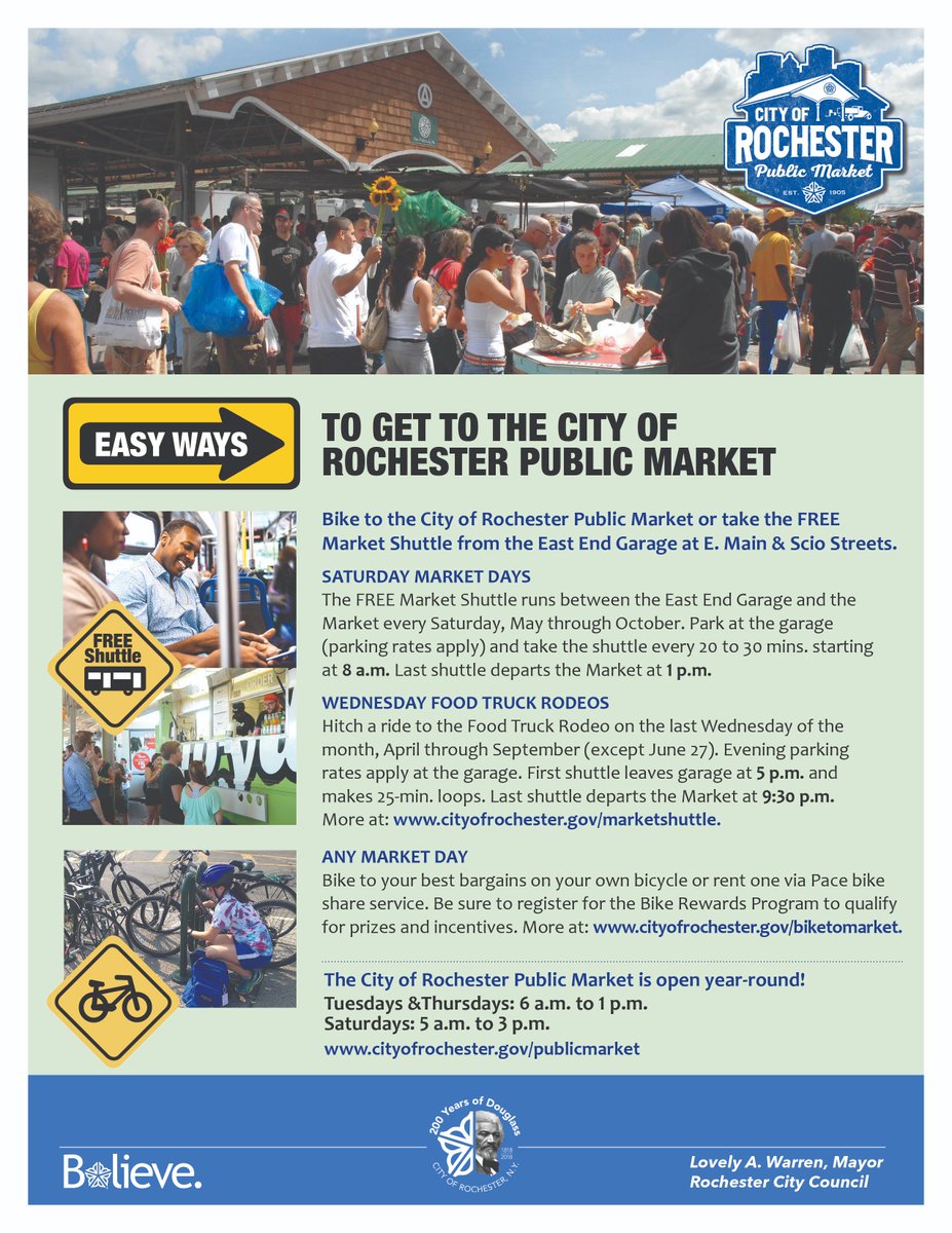 Spring has sprung and many more of us will be heading to the Rochester Public Market. Here are some ways to get there that will save you the hassle of parking a motor vehicle.