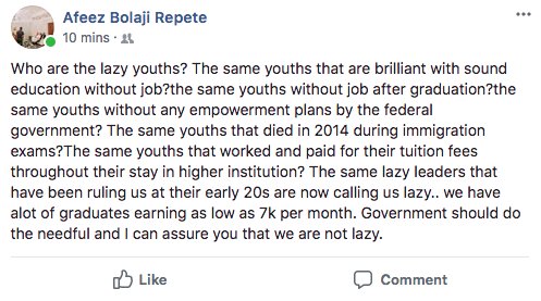 Gov. Ajimobi’s <a href="/oyostategovt/">Oyo State Government</a> 's Aide Disses <a href="/NGRPresident/">Presidency Nigeria</a> <a href="/MBuhari/">Muhammadu Buhari</a> for Slurring Nigerian Youths Abroad
> 9ralife.com/2018/04/20/gov…

<a href="/ogundamisi/">Káyọ̀dé Ògúndámisí 🇳🇬</a>