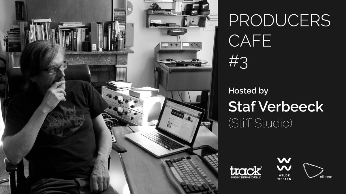 Next up: Producers Café #3 op 17 mei met topproducer @StafVerbeeck (Stiff Studio)! Masterclass + coworking at <a href="/track_kortrijk/">Muziekcentrum Track</a> , zoals steeds gratis!
🎧 Info: goo.gl/iNZdVu 
🎧 Inschrijven via mail: info@muziekcentrumtrack.be 
(ism @Wilde_Westen &amp; @AthenaHeuleCLW )