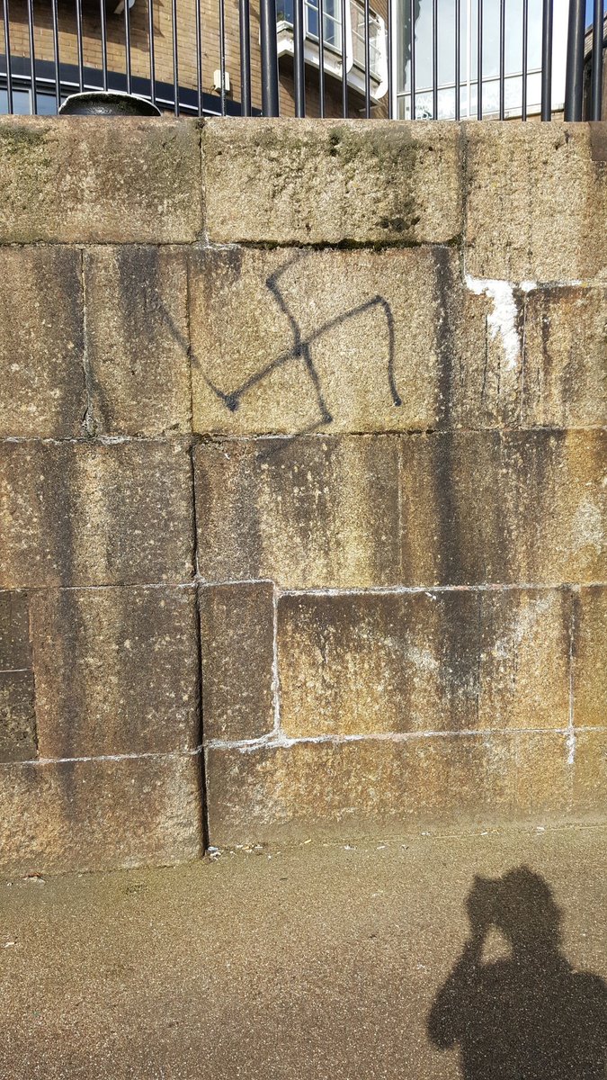 Nazi symbol &amp; homophonic graffiti has appeared in Cardiff Bay’s Roald Dahl pass! We must continue to stand up &amp; stand together against racists, homophobes &amp; fascists! <a href="/sutr_wales/">SUTR Wales</a> <a href="/AntiRacismDay/">Stand Up To Racism</a> <a href="/uaf/">Unite Against Fascism</a> <a href="/AntiFascistNetw/">Anti-Fascist Network</a> <a href="/AntiRacismCdf/">Anti-Racism Cardiff</a> <a href="/theredcardwales/">SRtRC Wales | Cymru 🏴󠁧󠁢󠁷󠁬󠁳󠁿</a> @swpcardiff <a href="/cardiffcouncil/">Cardiff Council</a>