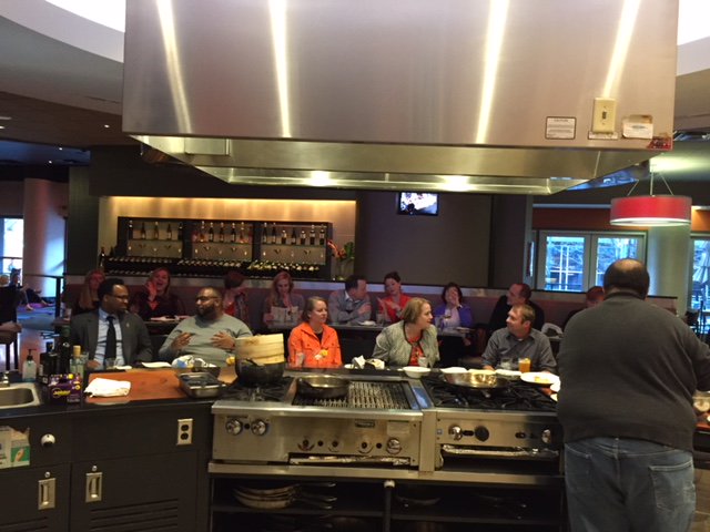 KCollegeAlumni's tweet photo. It was a fun night @Zazios with @kcollege #AAEB. @WestNelson '81 was our alumni board guest chef! #HornetPride https://t.co/jaXRkUK00b