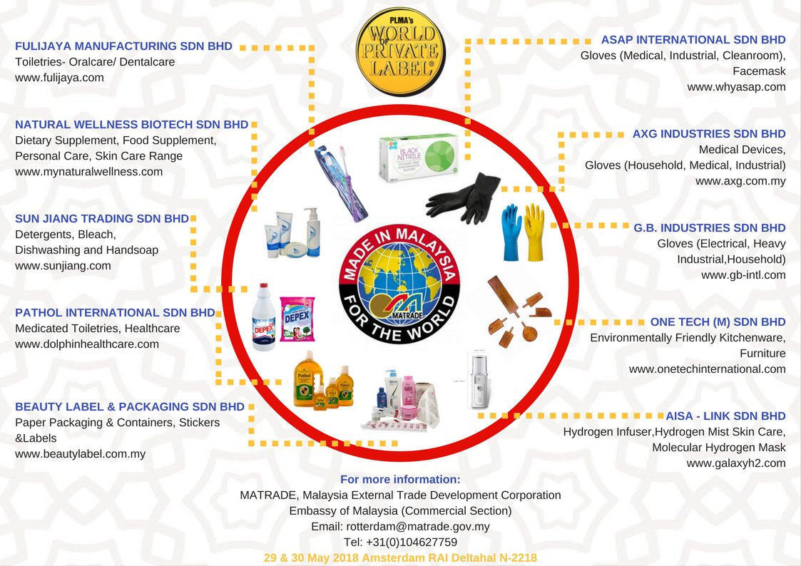 MATRADE_NL's tweet photo. Come and meet Malaysian suppliers at #PLMAโs โWorld of Private Labelโ International Trade Show, 29-30 May at RAI Exhibition Centre, Amsterdam, The Netherlands. @plma_usa @matrade #BeyondNations #MakeitMalaysian #ChooseMalaysia https://t.co/4P9mAX5Pv5