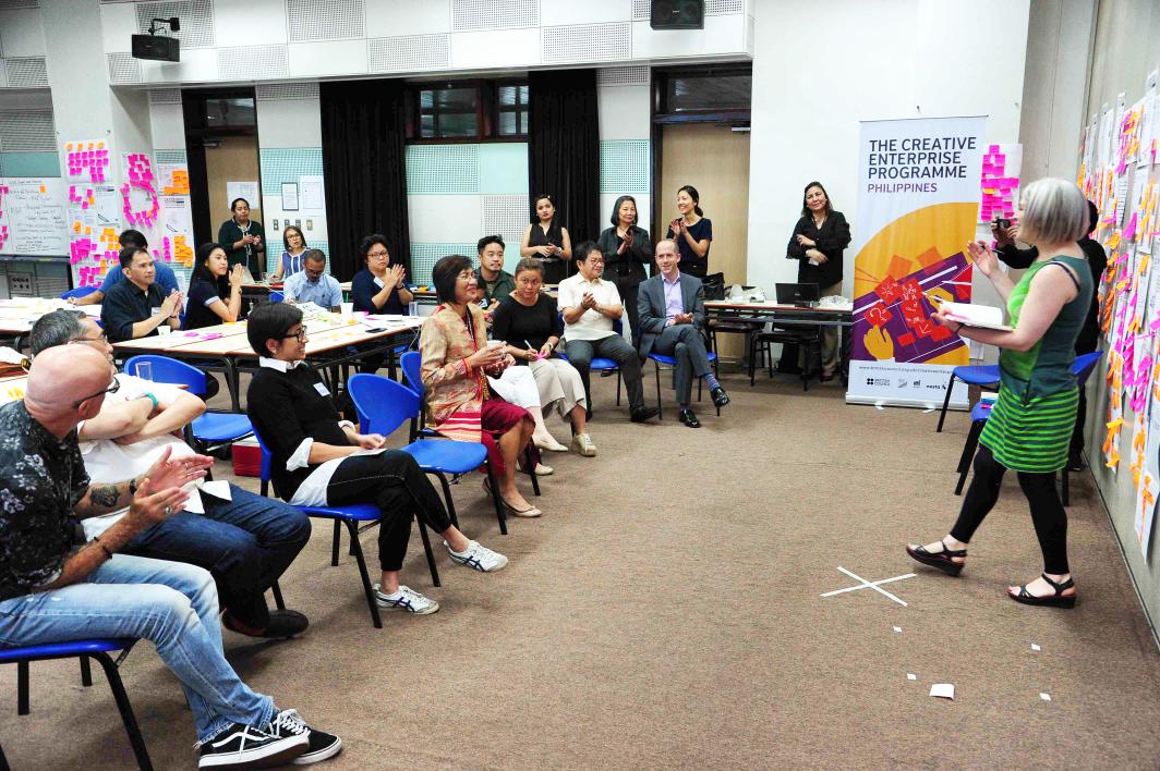 phBritish's tweet image. Day 3 Creative Enterprise Workshop. We end w/ a #businesspitch! Thrilled to have special guests in audience: @DtiPhilippines Usec Nora Terrado, @pttc_dti ED Nestor Palabyab &amp;amp; our Country Dir Nick Thomas. #creativesph2018 @nesta_uk #designtribesph #designweekph @DTIDesignCenter