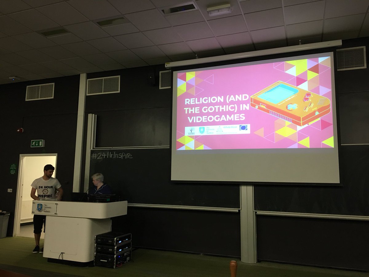 MermanNott's tweet photo. @EmilyRMarlow ‘s talk at #24hrInspire shows us the relationship between the religious narrative about Jesus Christ and secular act of gaming. I’m not a player of video games, but the idea of the open-world game and the Gothic intrigued me! #GothSlot #GothsAssemble https://t.co/yntJjsTHAO