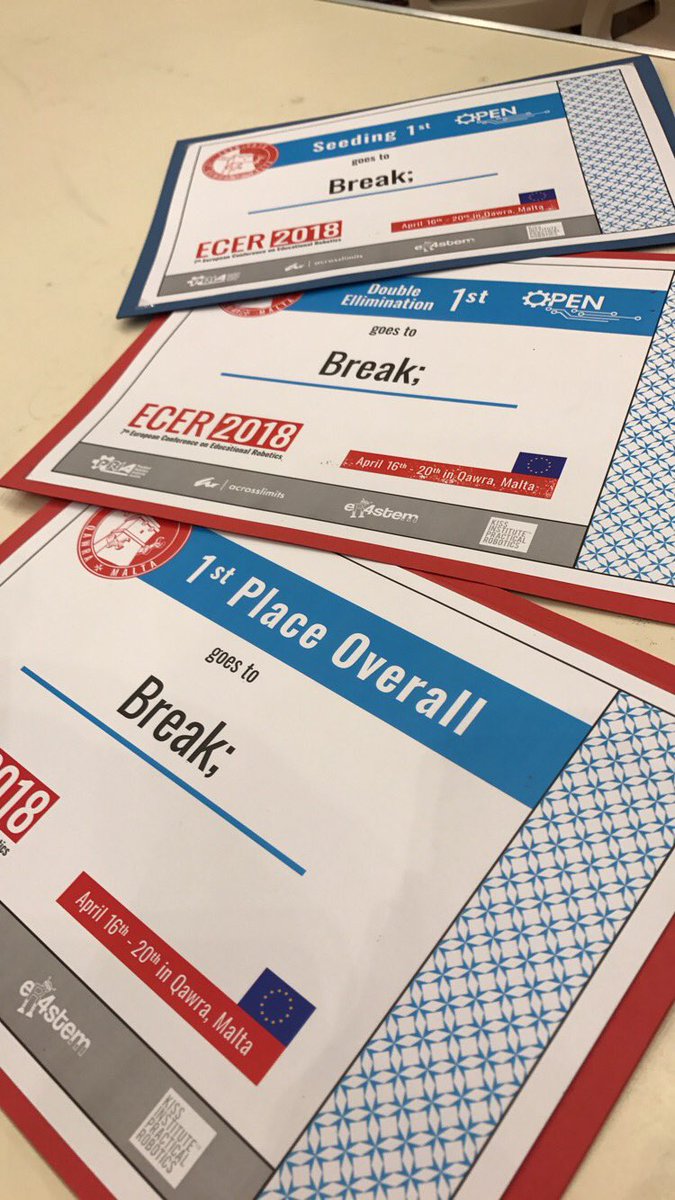 BreakRobotics's tweet photo. We won ECER 2018 Open Overall! https://t.co/rMgW2gx5qt