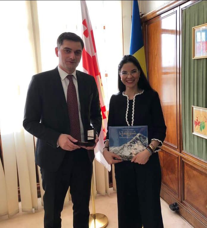AmbNikolozish's tweet photo. Political consultations between the ministries of Foreign Affairs of #Geo and #Romania. Discussing bilateral relations and exploring new fields of future cooperation, such as economic relations, transport, energy, tourism, culture etc. https://t.co/ur8kXLbpyc