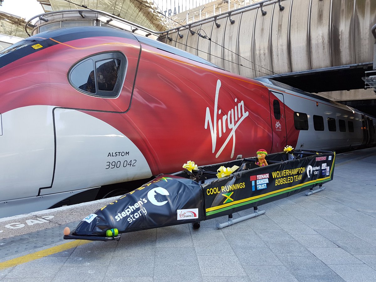 WbobsledT's tweet photo. Thanks to @VirginTrains and @NetworkRailBHM for helping us and @_StephensStory on our way to the @LondonMarathon . #coolrunnings #itsbobsledtime https://t.co/cjIcHX2ua9