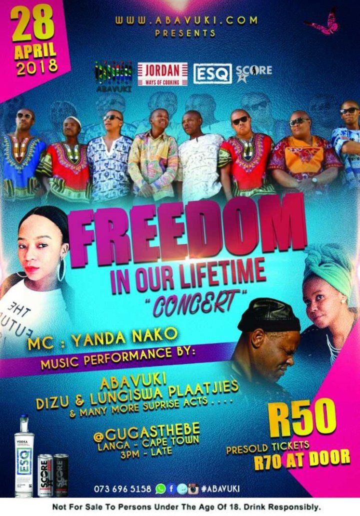 zolanii_m's tweet photo. Abavuki presents :  🎴🎴

FREEDOM IN OUR LIFE TIME  

R50 ticket , R70 at the door 

Music performances by : @Dizu x @LungisaPlaatjies x @AbavukiMusic and many more other suprise acts....

Hosted by : @Yanda_Nako ❤

@esqvodka @score @jordanwaysofcooking

Happening :  @gugasthebe https://t.co/qXfQVSOwbJ
