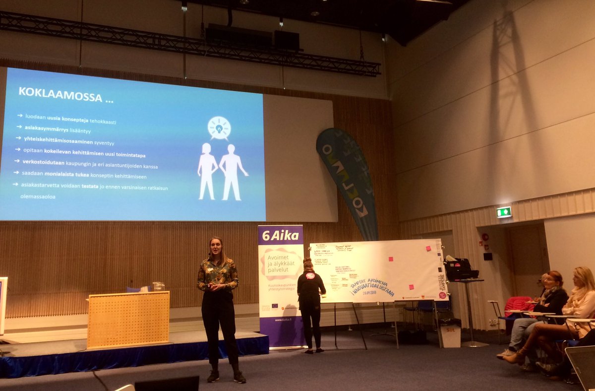 LeenaSyrja's tweet image. Tampere avoimena innovaatioalustana -seminaari meneillään. @lillisiikasmaa esittelee kokeilevaa yhteiskehittämistä Koklaamossa. Tuloksena mm. Reenitaksi ja yhteisökahvila. 👌 #6aika #tampere