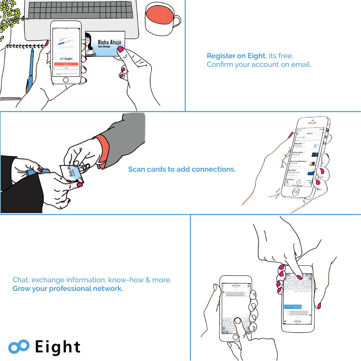 Good communication means happy clients. Happy clients mean more referrals. With Eight, you can find easy ways to engage, communicate and treat every client as your most important one.#TogetherMade
bit.ly/EightAppIndia
bit.ly/EightAppiOS