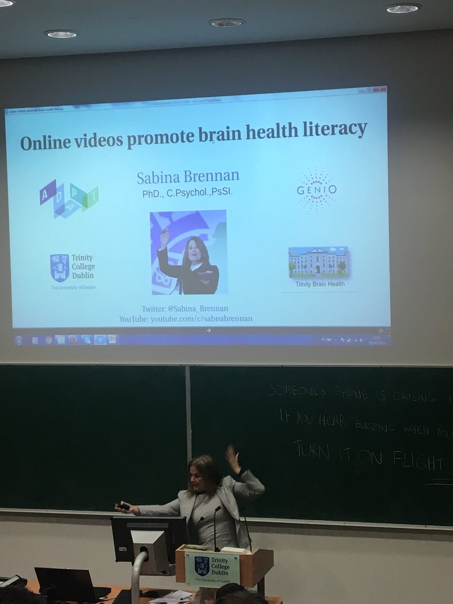 ESRII2018Dublin's tweet photo. Sabina Brennan presenting on the use of online videos to promote brain health literacy 🧠 #ESRII2018 https://t.co/ctq1j0KPtu