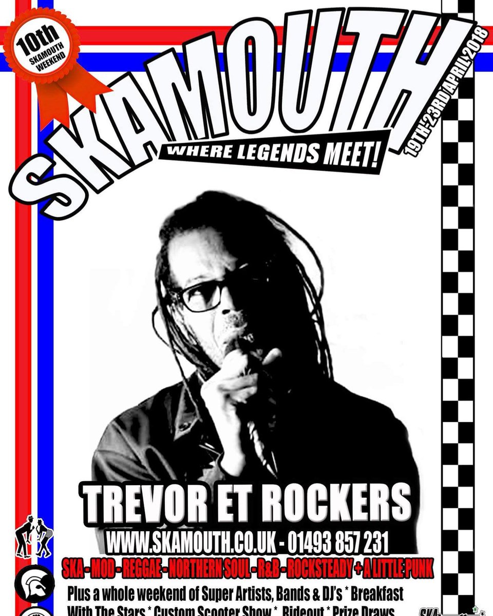 barbdwirecov's tweet photo. Catch the one and only Trevor ET Rockers given you them reggae Skankin tunes this weekend @Skamouth #WhereLegendsMeet #Skamouth #Ska #rocksteady #reggae https://t.co/hpD2BstCBa