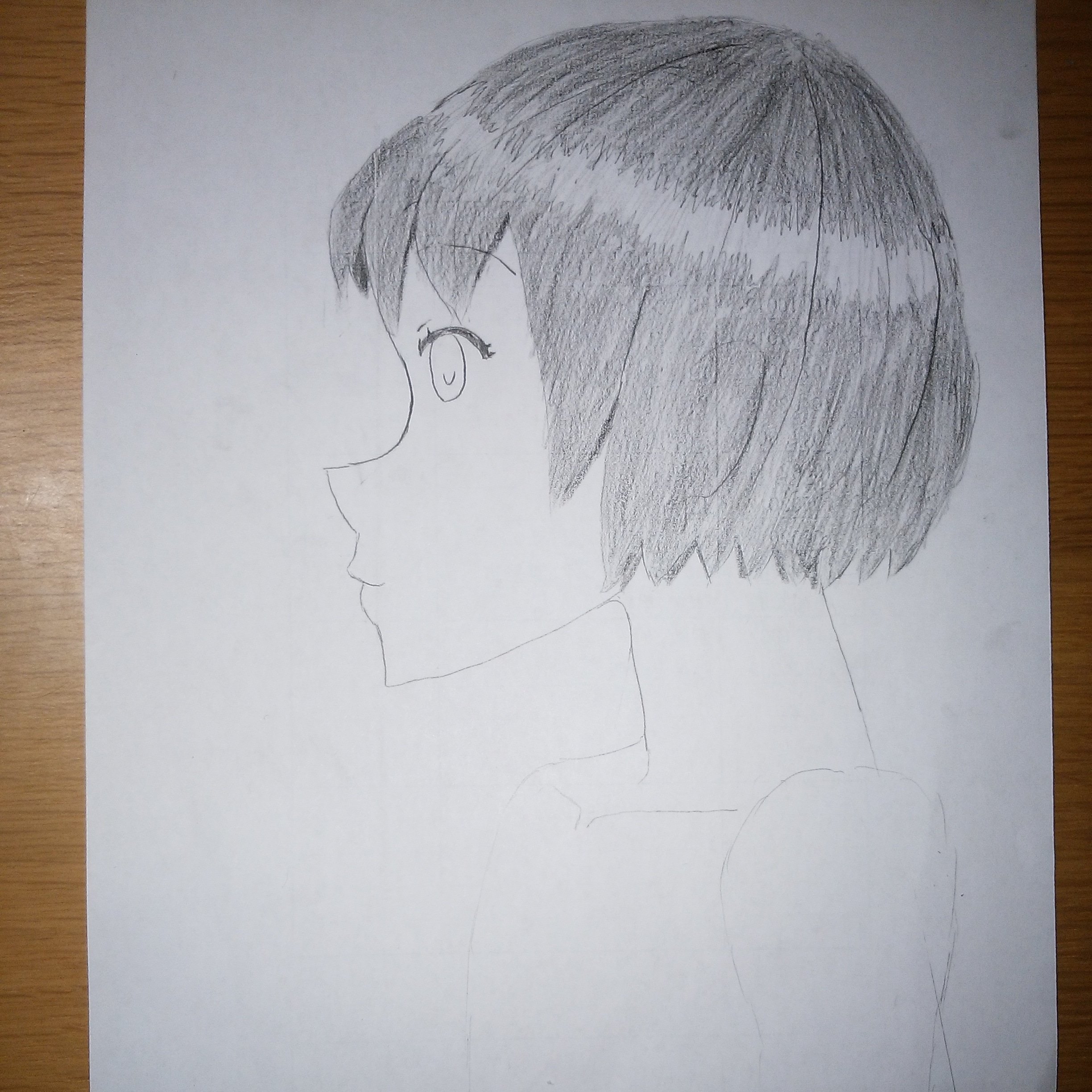 風未 練習アカウント イラストレーション 本日のイラストです はじめてなので 1週間くらい1日1作で描いていきます 髪の 描き方などがまだよく分かりません 指導 指摘 待ってます 新人 イラスト ボブ ショート 天使の輪 えんぴつ 画 お